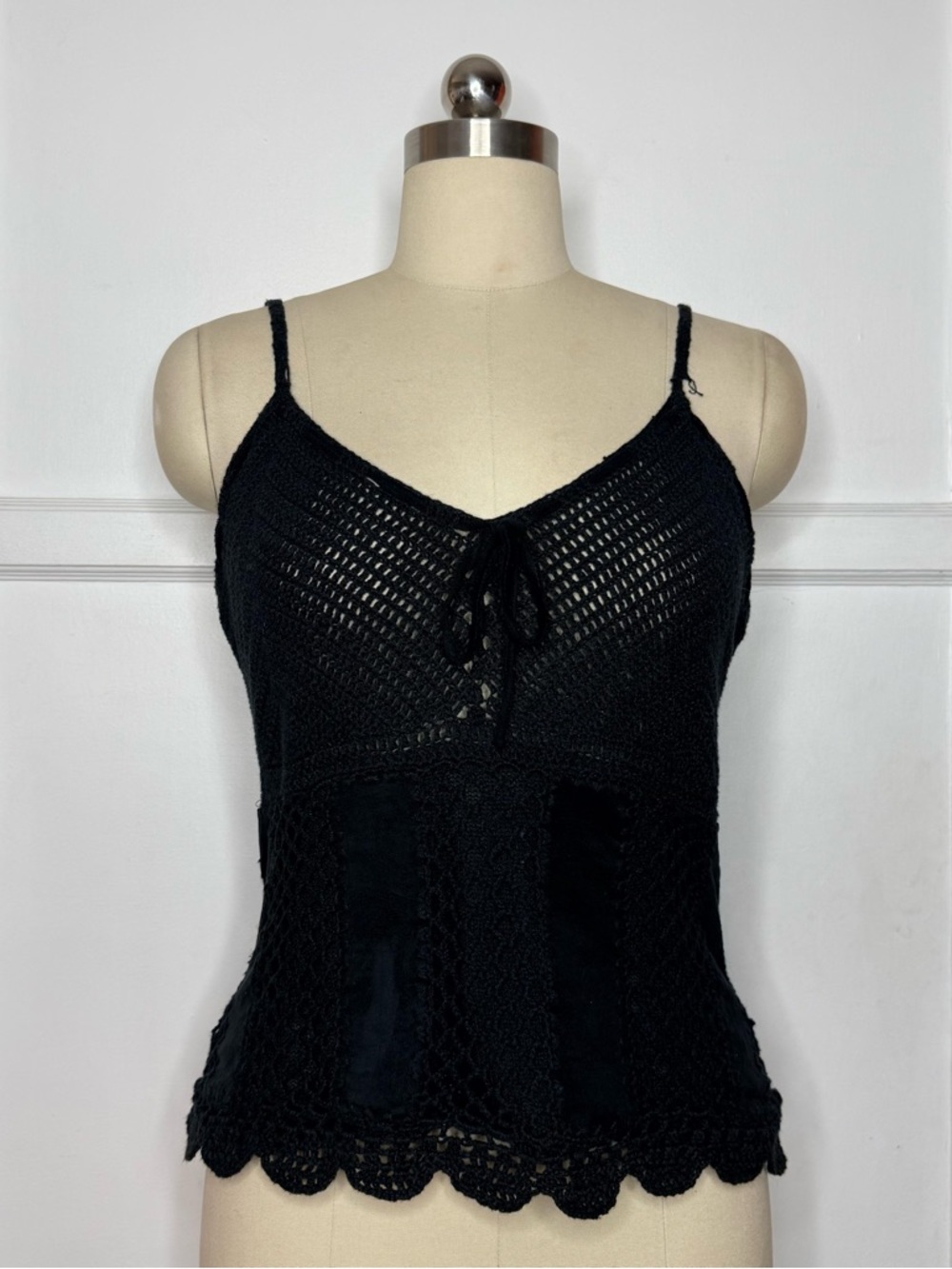 Black crochet cami